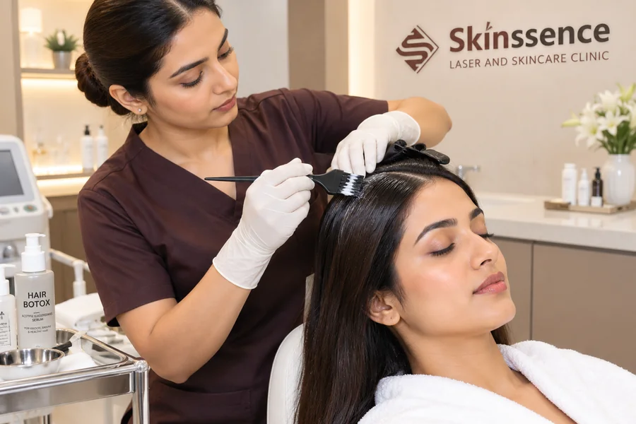 Clinical application of formaldehyde-free hair botox formula at Skinssence clinic Kota