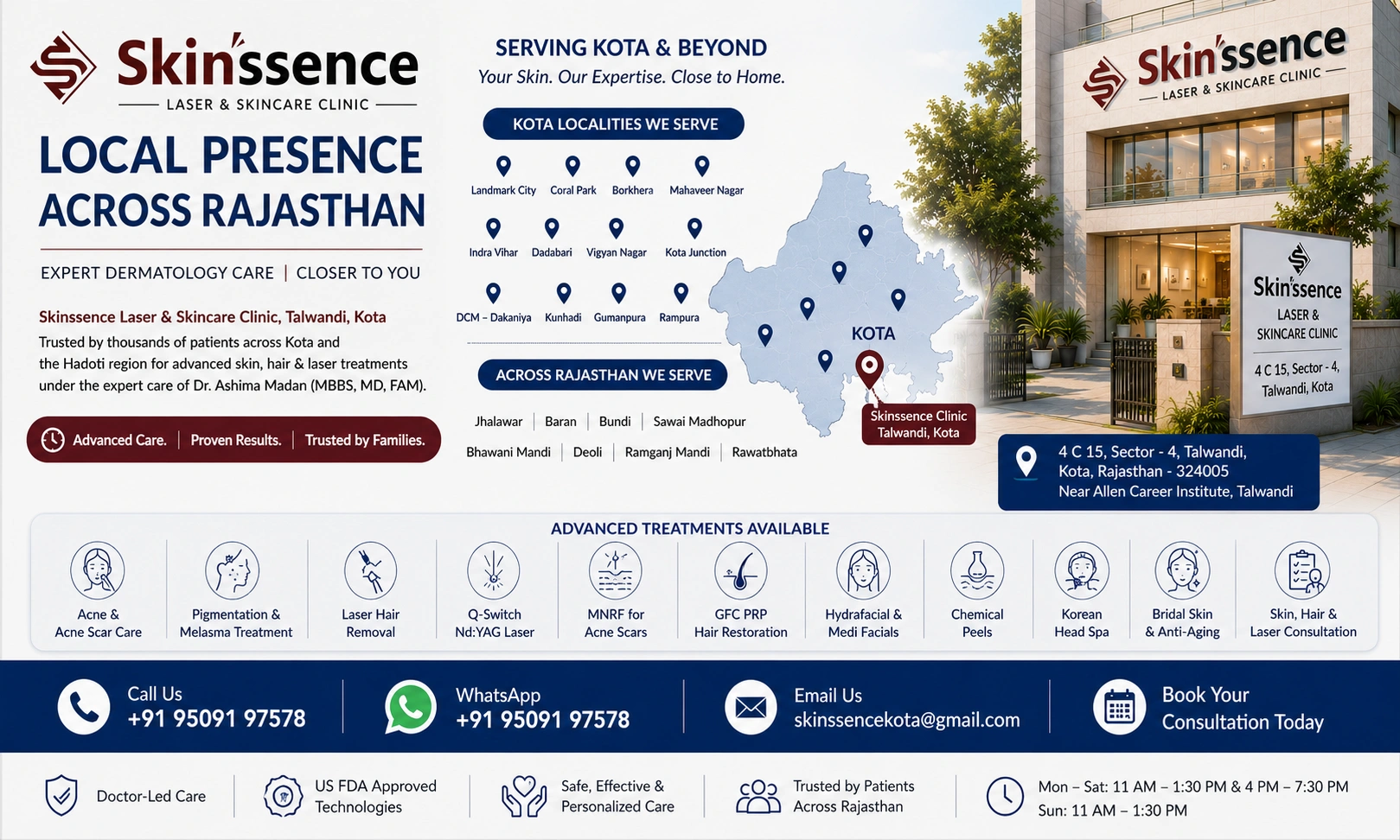 Local Presence Across Rajasthan at Skinssence Laser and Skincare Clinic, Talwandi, Kota